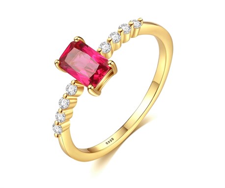 Rainbow ring with red crystal - photo 12232