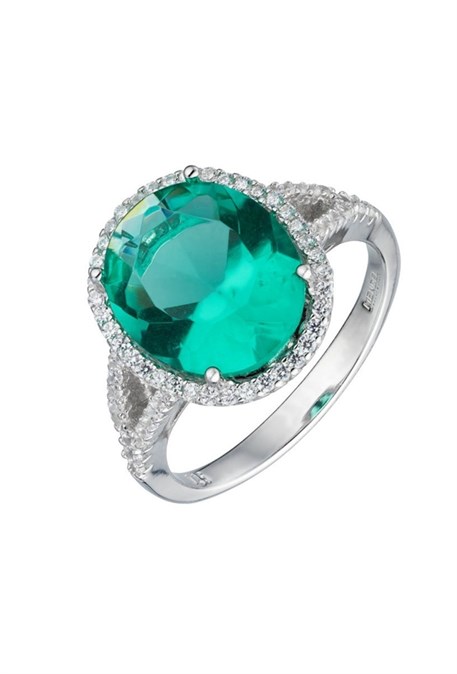 Ring ring with green crystal - photo 12235