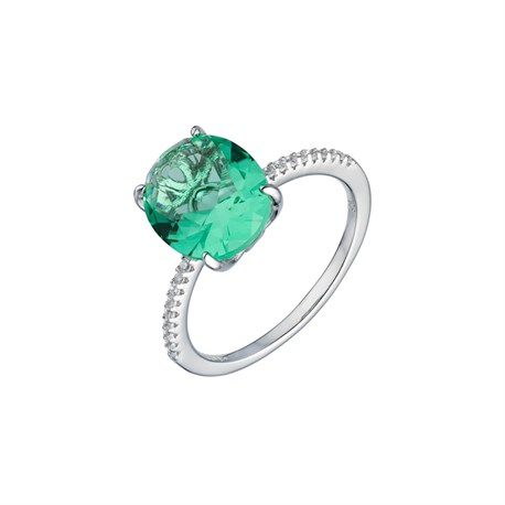 Cocktail ring with green crystal - photo 12243