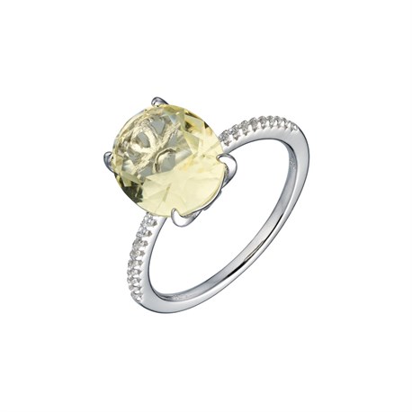 Cocktail ring with yellow crystal - photo 12245