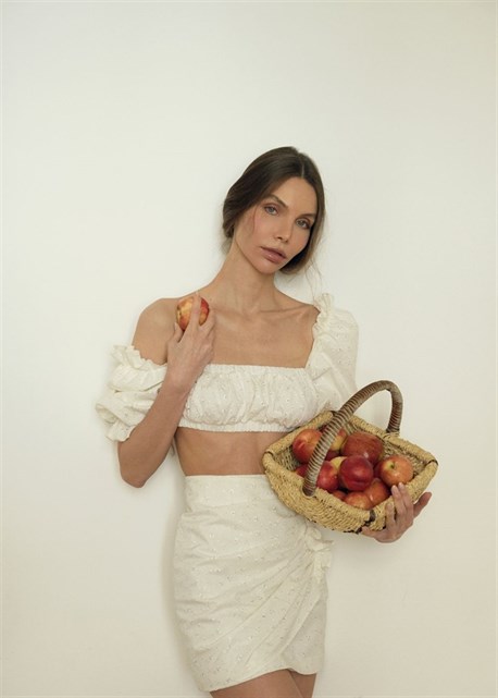 Milk skirt with side pleated cotton - photo 12701