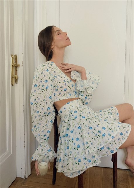 Cornflower print long sleeve blouse - photo 12999