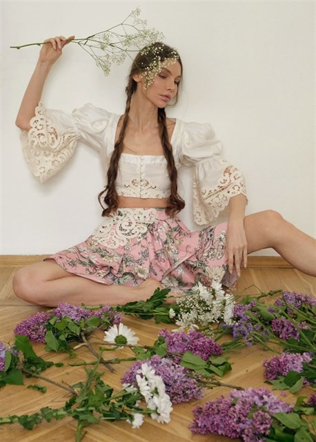 Cornflower print long sleeve blouse - photo 13000