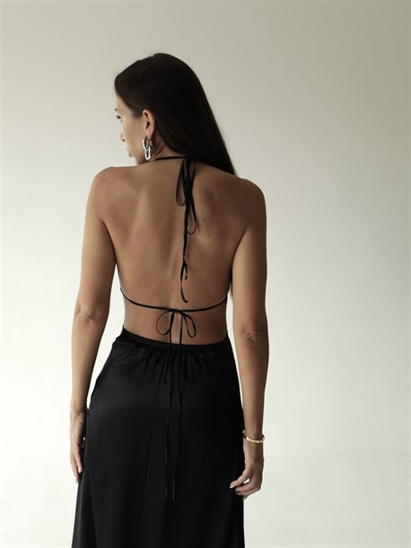 Black silk maxi dress - photo 18177