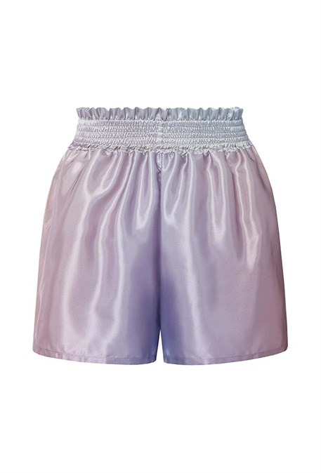 Wide elastic banded satin shorts - photo 20323