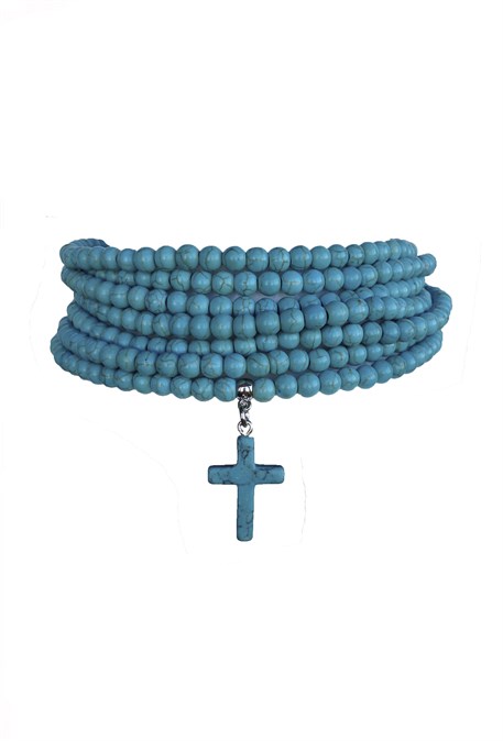 turquoise choker with cross - photo 30620