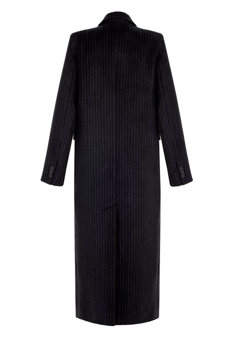 Women's black striped coat - photo 31742