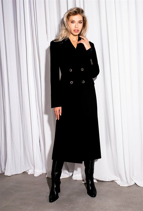 Women's black fitted coat - photo 31775