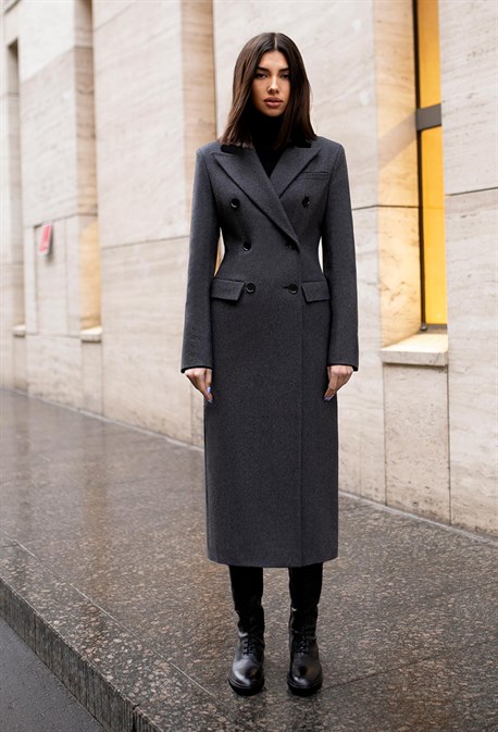 Women's gray fitted coat - photo 31792
