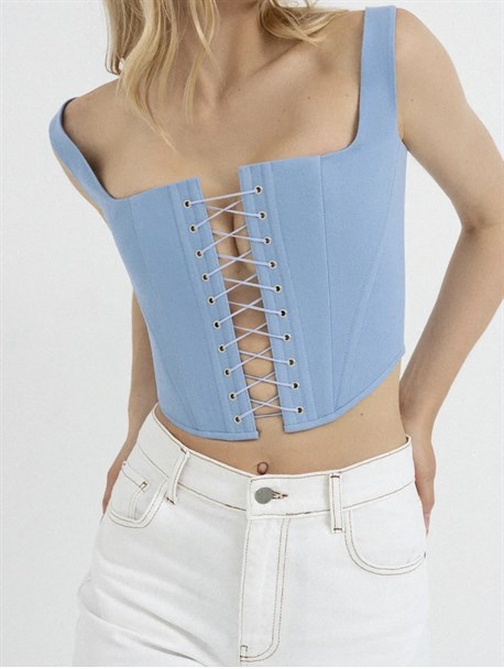 Corset with lacing denim - photo 32001