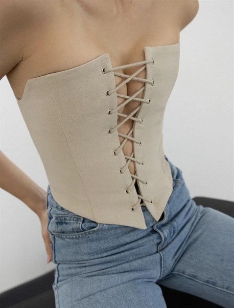 Straight corset top with lacing - photo 32021
