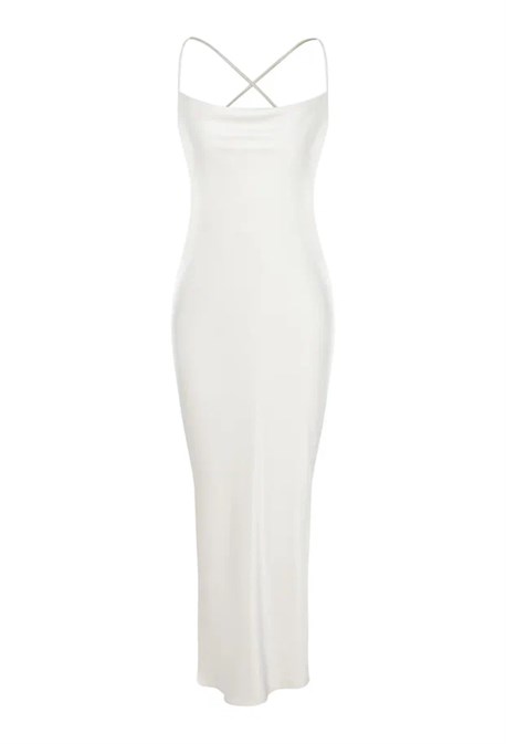 Milk satin midi dress - photo 35930