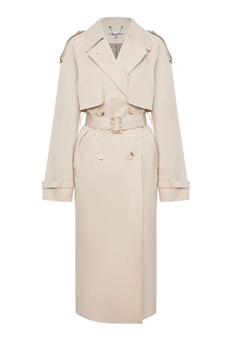 Cotton Trench with shoulder straps light beige - photo 35940