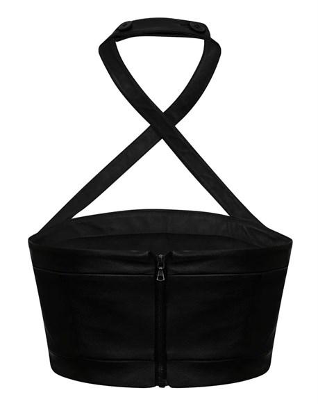 Leather top with ties - photo 36160