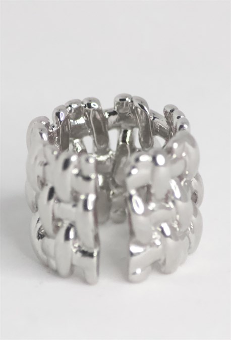 Wide sterling silver braided ring - photo 39524