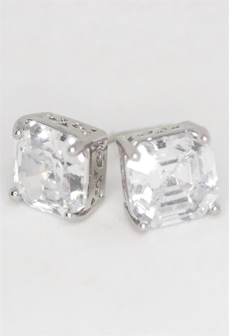 Silver pendant earrings with small zircon - photo 39528