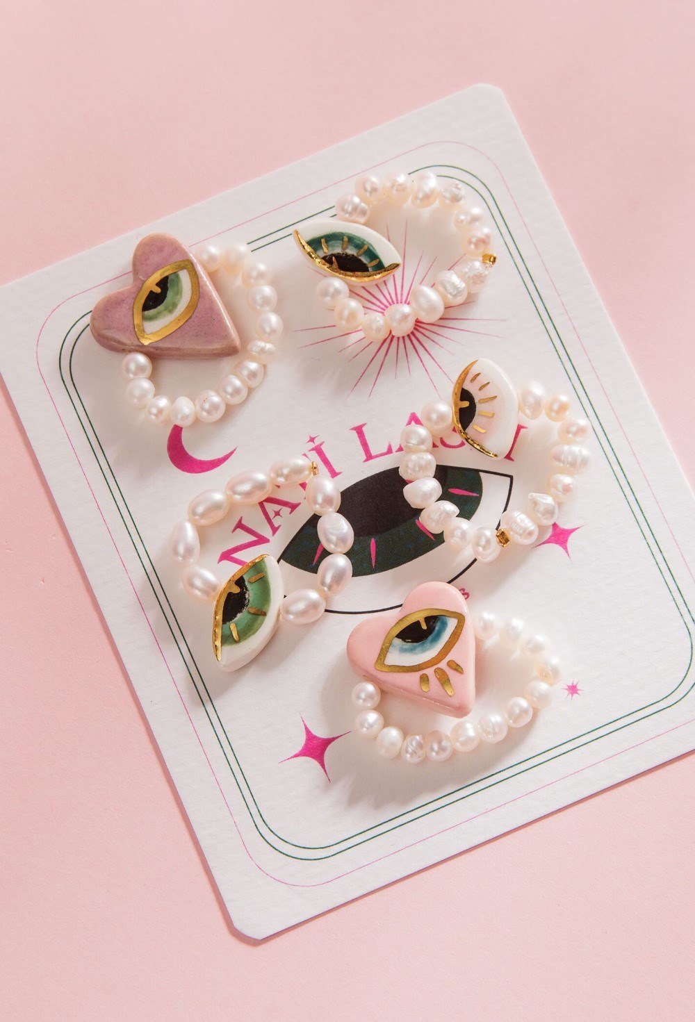 Pearl ring with porcelain heart - photo 44539