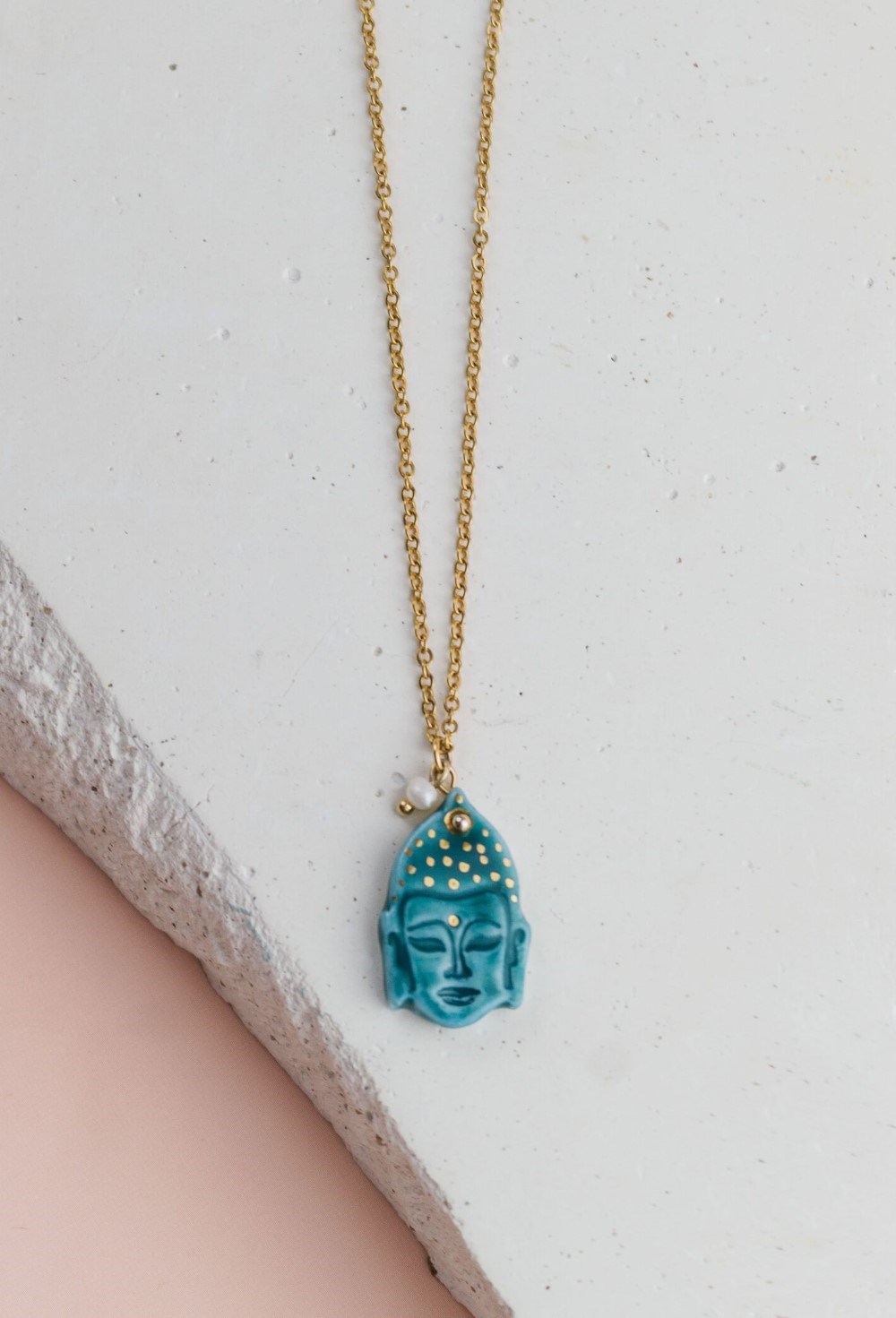 Porcelain Buddha on necklace - photo 44547