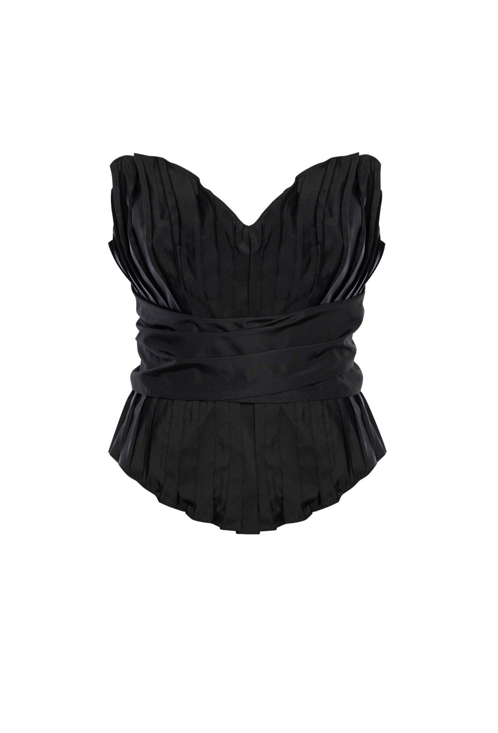 Black Pleated silk Corset - photo 46214