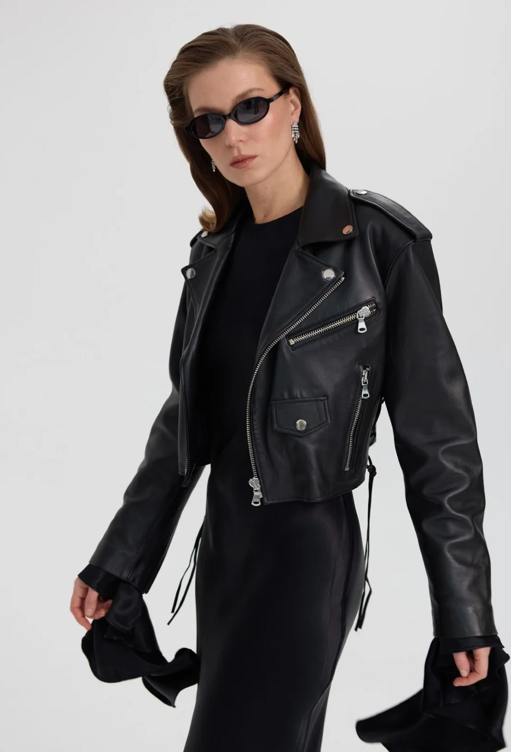 Leather jacket shortened "SANDRA" - photo 50592