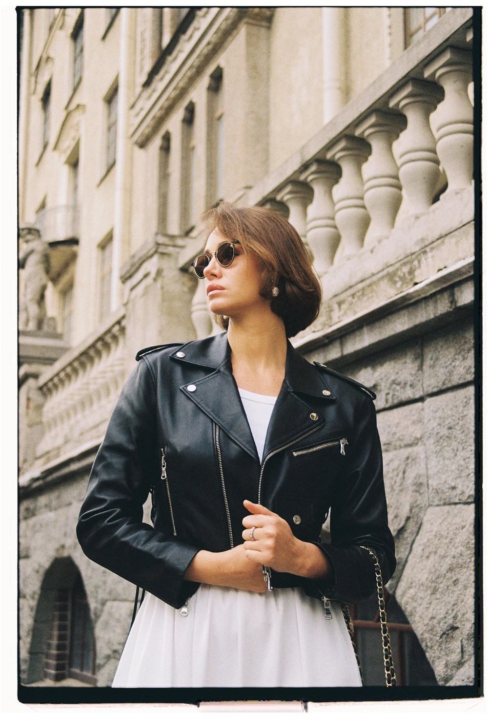 Leather jacket shortened "SANDRA" - photo 50595