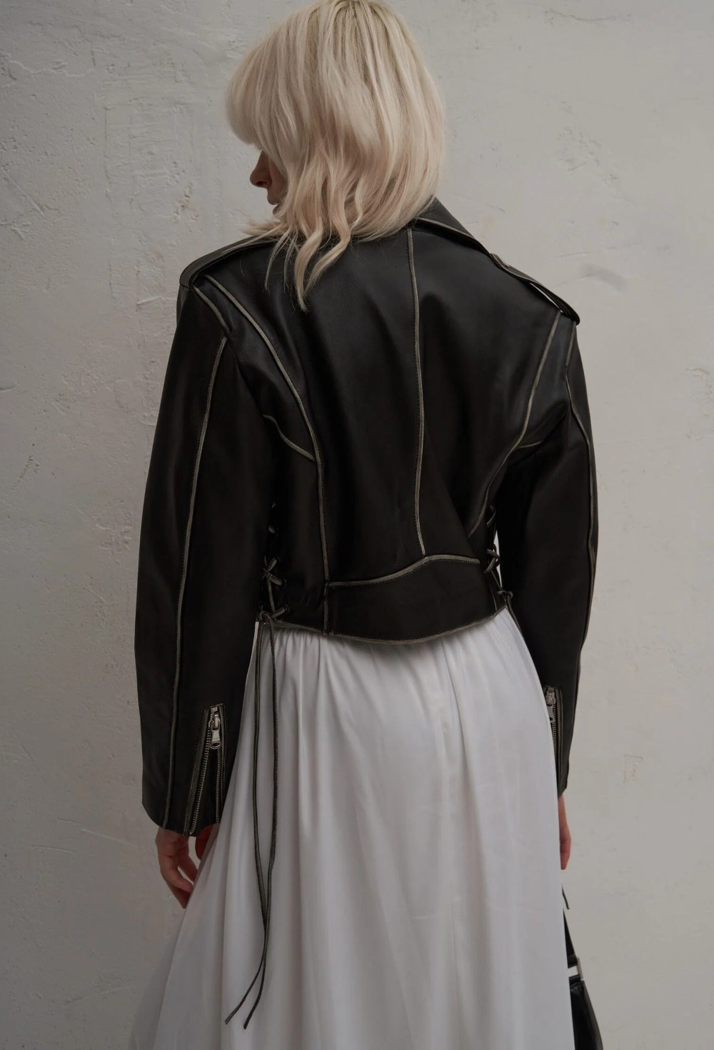 Leather jacket shortened "SANDRA" - photo 50599