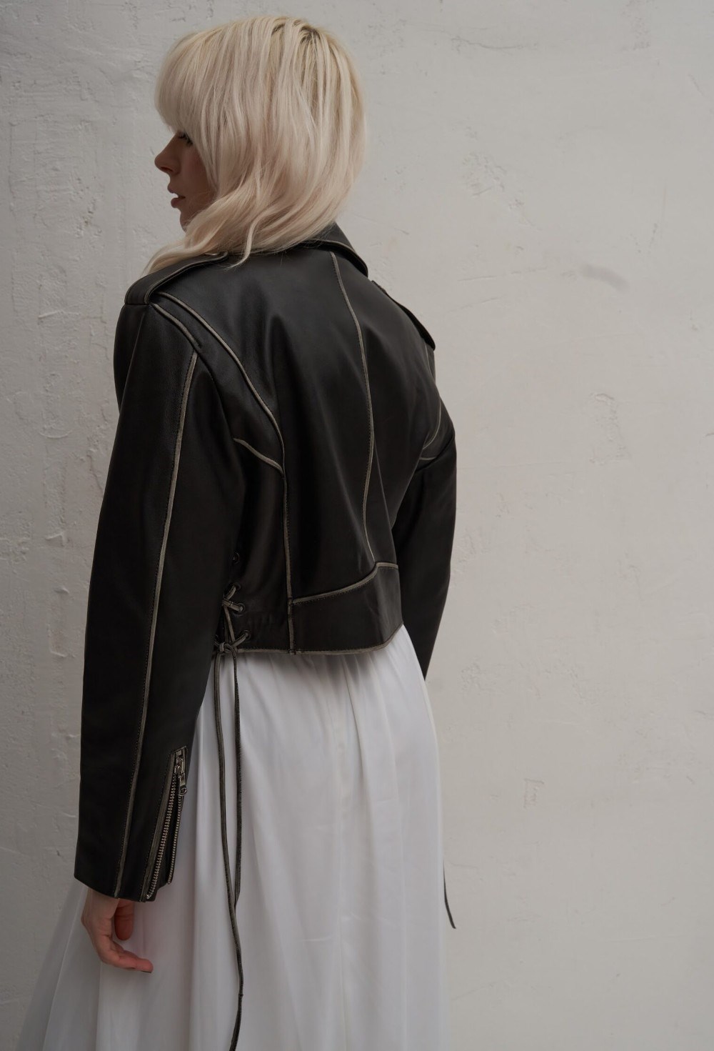 Leather jacket shortened "SANDRA" - photo 50602