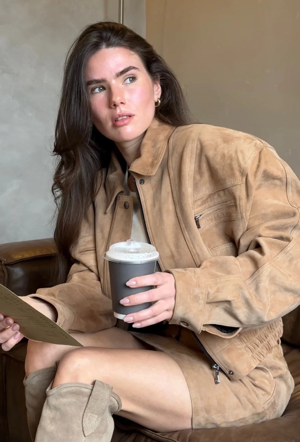 Suede aviator bomber jacket - photo 50717