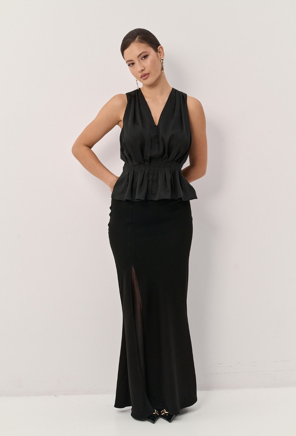 Draped Black Blouse - photo 55138