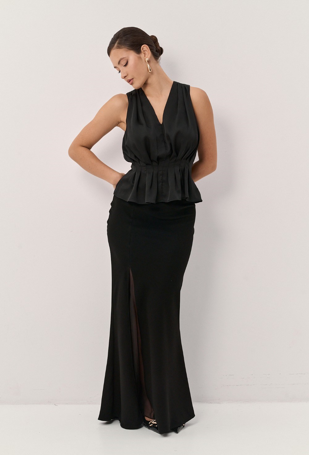 Draped Black Blouse - photo 55139