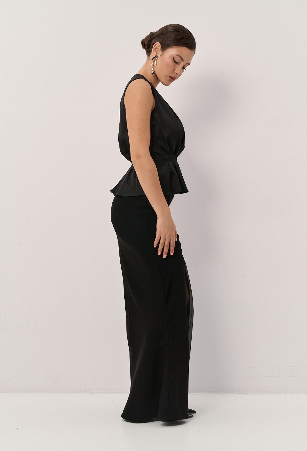 Draped Black Blouse - photo 55141