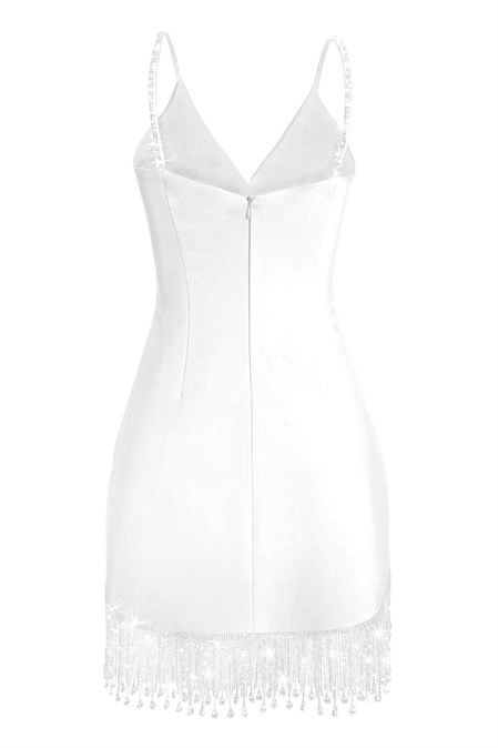 Strappy mini dress with fringes - photo 6678