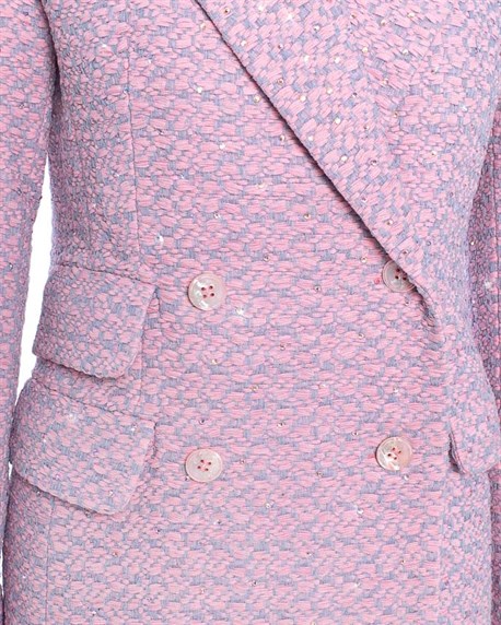 Double-breasted coat with crystals - photo 6949