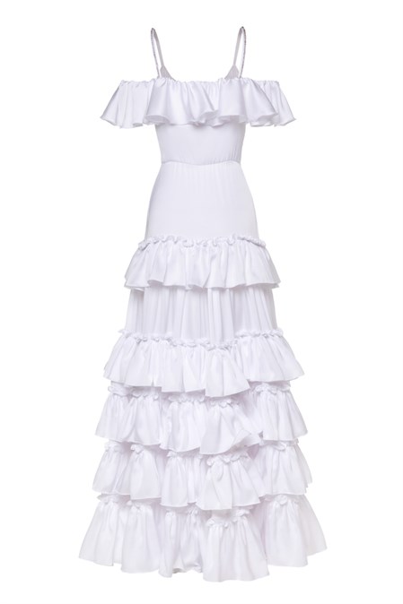 Long Strappy Dress with Ruffles - photo 7777