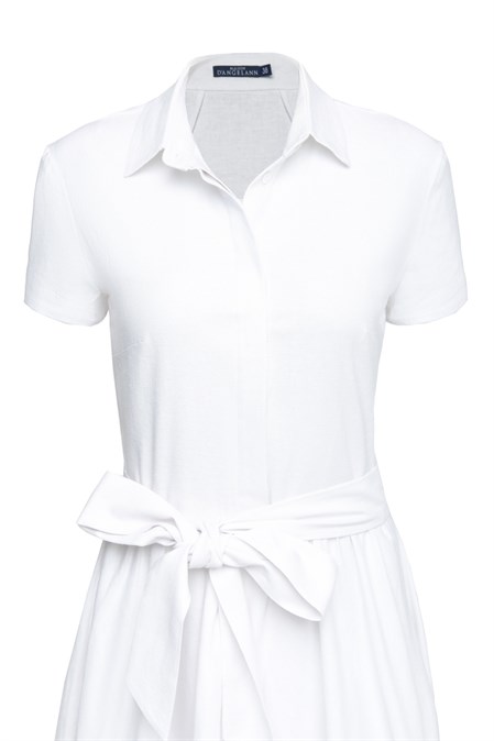 Summer midi dress with stern collar - photo 7842