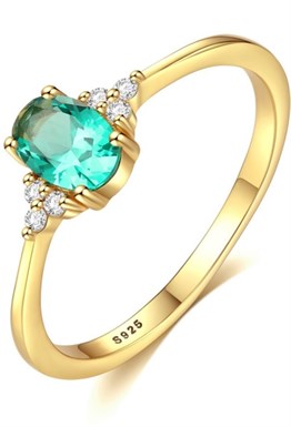 Rainbow ring with green crystal