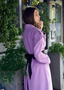 wool coat with silk belt