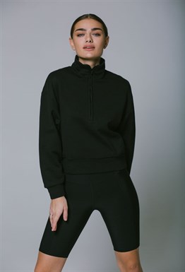 Zipped cropped sweatshirt "Black