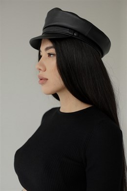 Leather black cap