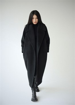 Black alpaca coat