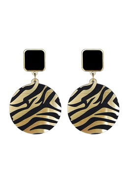 earrings round zebra