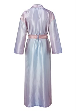 Floor satin home gown.