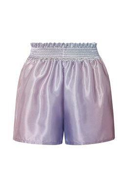 Wide elastic banded satin shorts