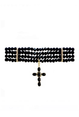 rock crystal choker with cross