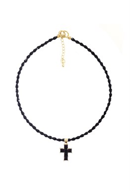 rock crystal choker with cross