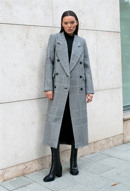 Women's black plaid coat