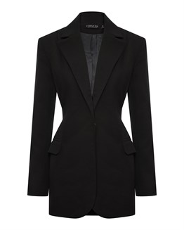 Long Blazer Black with Collar