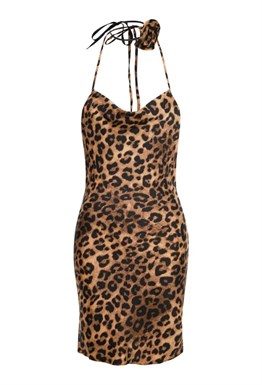 Mini dress with leopard rose