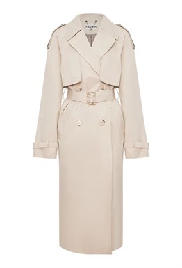 Cotton Trench with shoulder straps light beige