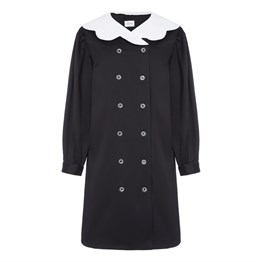 Double-breasted dress with detachable collar